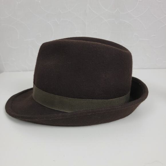 Target Wool Fancy Fedora Hat One Size Brown Guinea Feathers Canvas Satin Trim - Picture 9 of 9